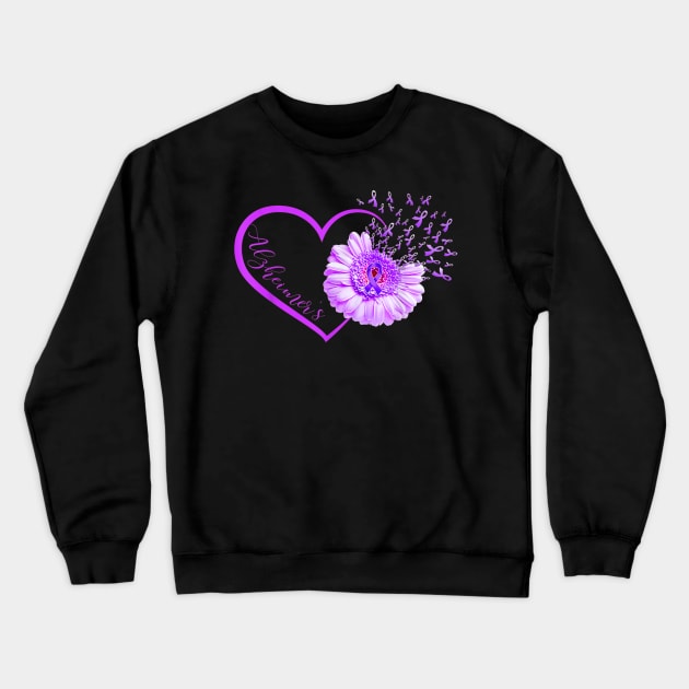 Funny Heart Alzheimers Awareness Purple Ribbon Gift Crewneck Sweatshirt by jordanfaulkner02